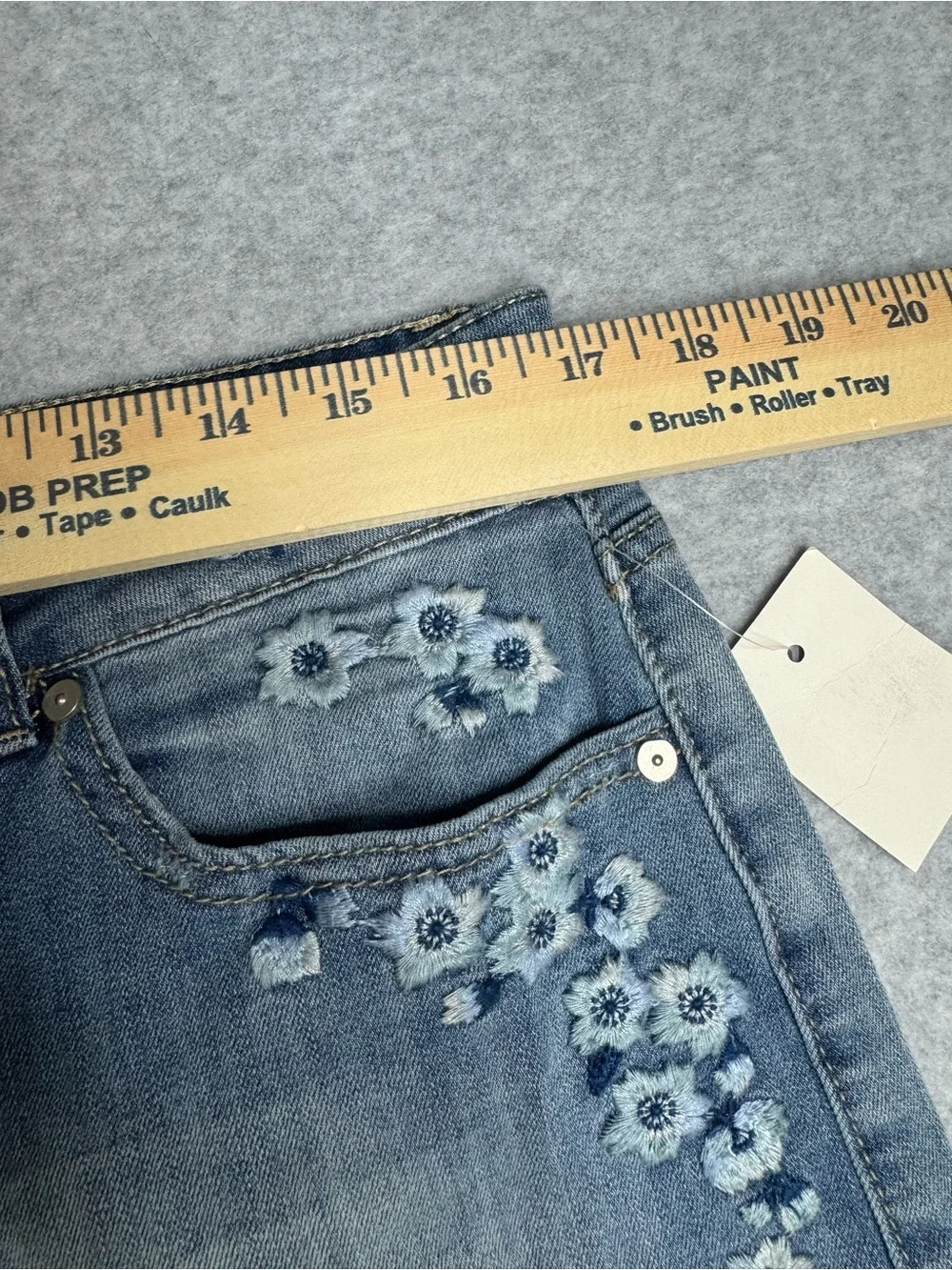 Indigo Rein Women's Floral Embroidered Denim Shorts - Blue Hippy Boho Y2K 13